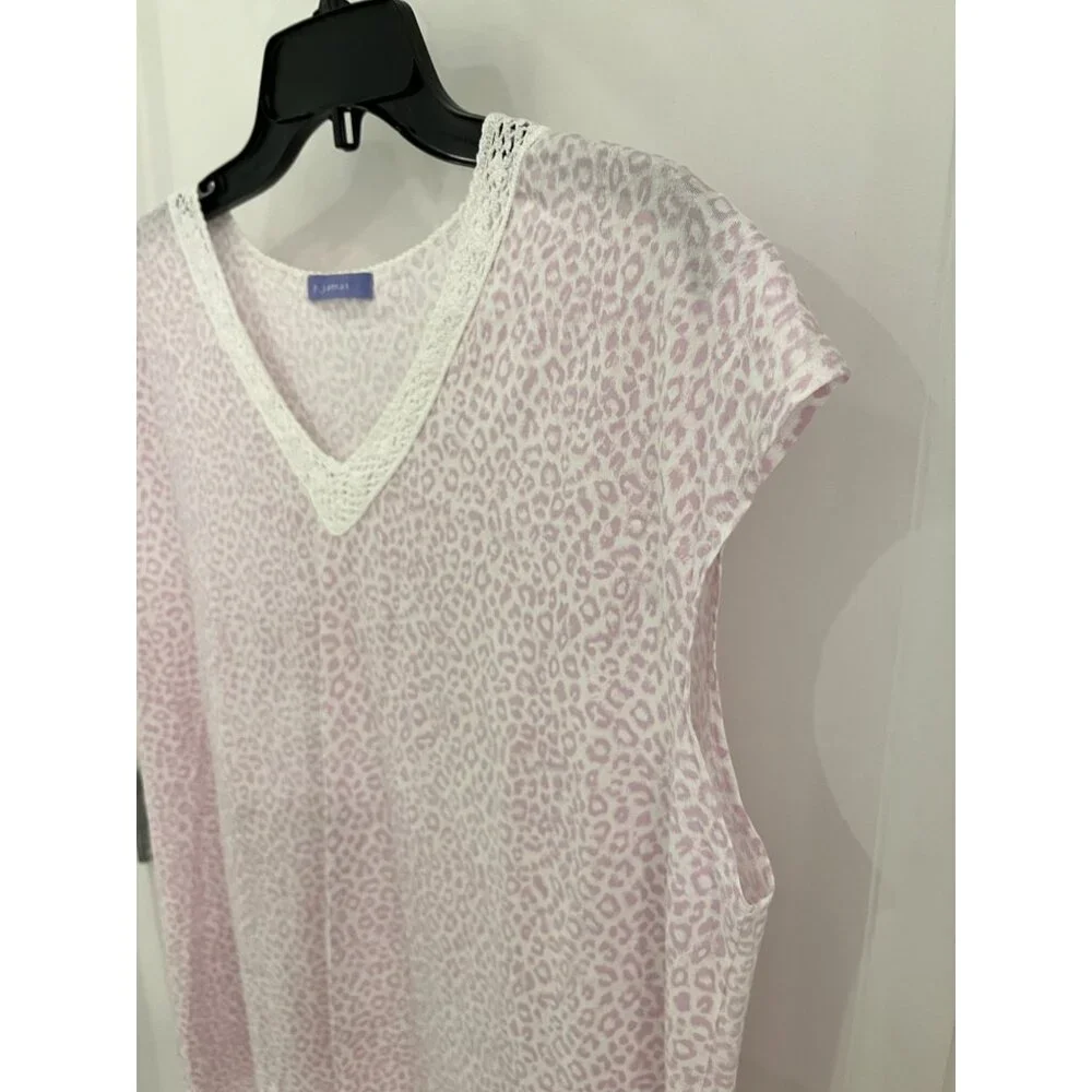 NWOT P.Jamas Light Baby Pink Lepoard Animal Print Nightgown Pima Cotton XL - Picture 4 of 6